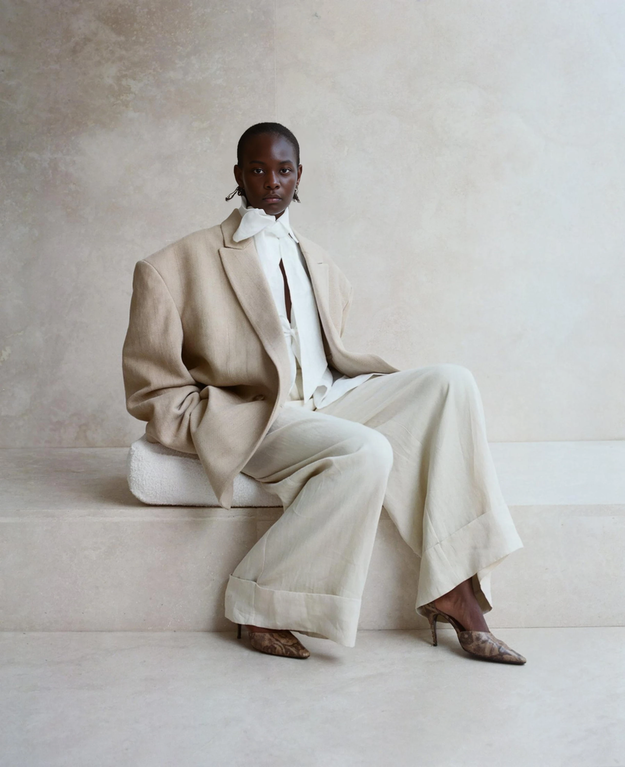 Frau sitzend, Highfashion